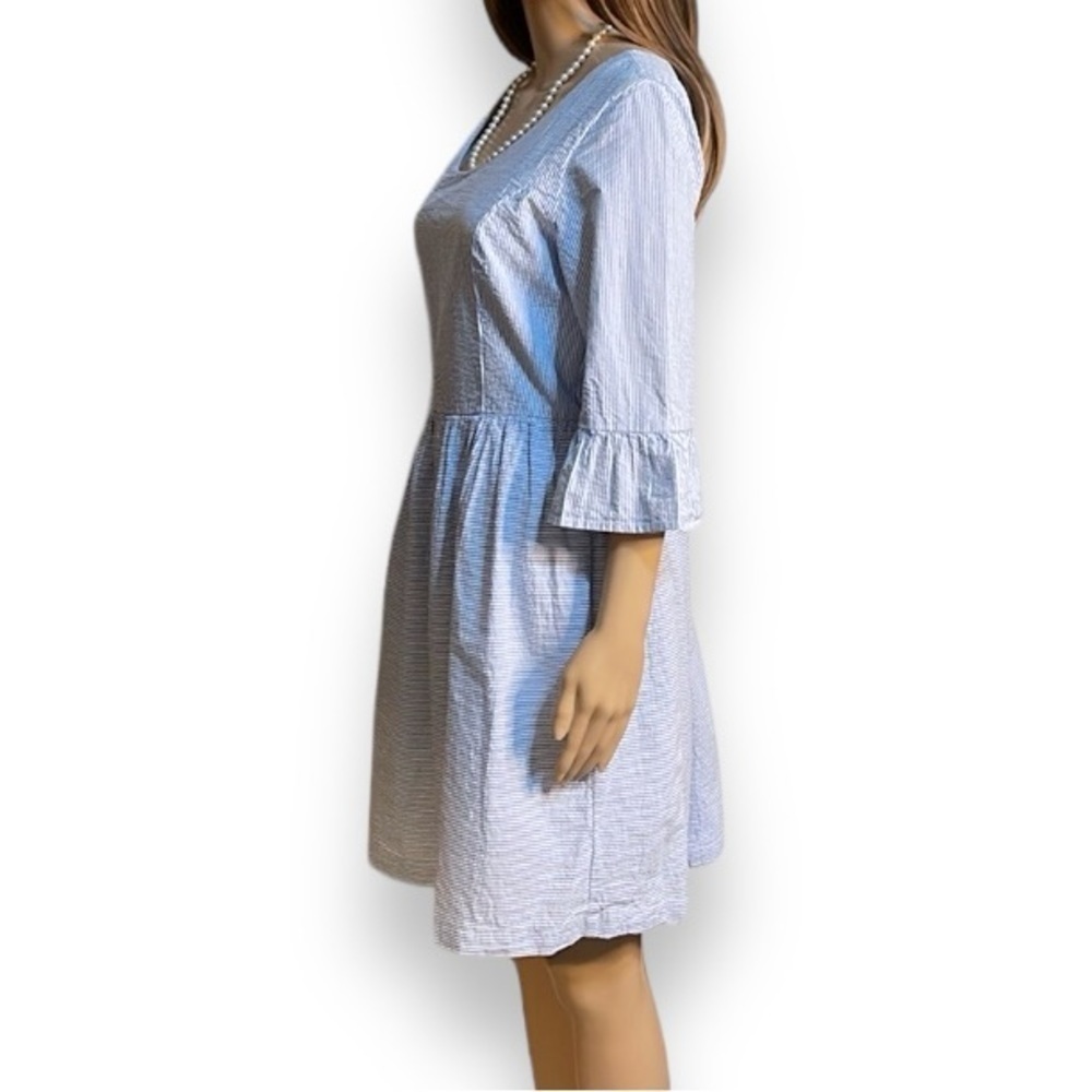 Light Blue Mini Dress with Ruffled Sleeves - Picture 6 of 9